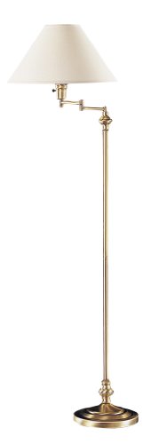 Cal LA-314-AB One Light Swing Arm Floor Lamp, Antique Brass Finish