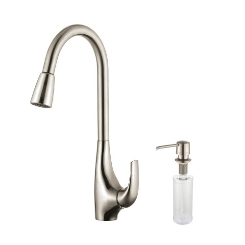 Kraus KPF-1621-KSD-30SS Single Lever Pull Down Kitchen Faucet and Soap Dispenser, Stainless Steel Finish