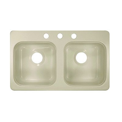 Lyons Industries DKS09A-3.375 Designer Biscuit 29-Inch by 17-Inch Recreational Vehicle-Mobile Home Acrylic 7.25-Inch Deep Kitchen Sink, Three Hole