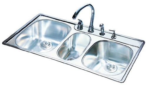 FrankeUSA OTSK954-18BX 18 Gauge Offset Triple Bowl Stainless Steel 43x22in. Topmount Sink