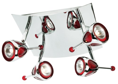 Eurofase 12402-014 MIR 4-Light Flushmount, Chrome/Cherry Red