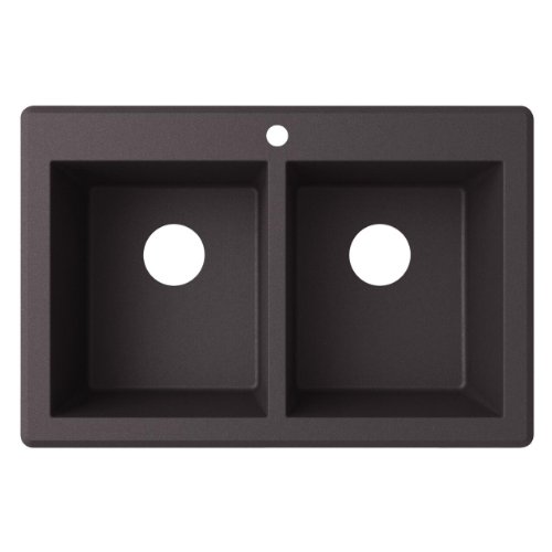 Swanstone QZSQ-3322.077 Drop-in Double Bowl Sink, 33-Inch x 22-Inch, Nero