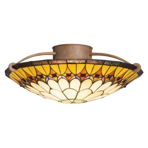 Kichler Lighting 69017 3-Light Artaxerxes Art Glass Semi-Flush Ceiling Light, Dore Bronze