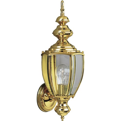 Progress Lighting P5733-10 Wall Lantern with Beveled Glass, Polished Brass