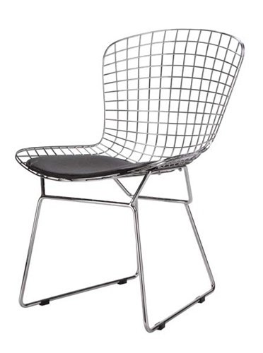 Designer Modern Bertoia Style Wire Side Chair in Black Set of 2