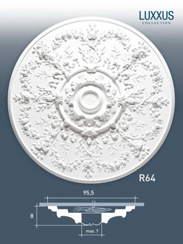 ORAC R64 Ceiling Rose Rosette Medallion Centre quality polyurethane decorative flower white | 95 cm = 37 inch diameter