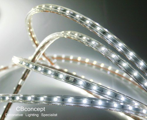 CBConcept® Pure White 120 Volt LED SMD3528 Flexible Flat LED Strip Rope Light - [Christmas Lighting, Indoor / Outdoor rope lighting ,Ceiling Light, kitchen Lighting] [Dimmable] [Ready to use] [3/8