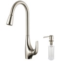 Kraus KPF-1621-KSD-30SS Stainless Steel Kitchen Faucets Pullout Spray Kitchen Faucet with Soap Dispenser KPF-1621-KSD-30